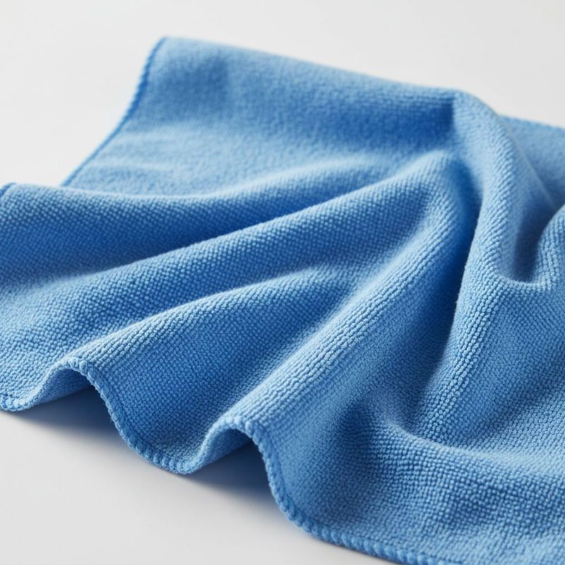 Stack of colorful microfiber cloths folded into a cube