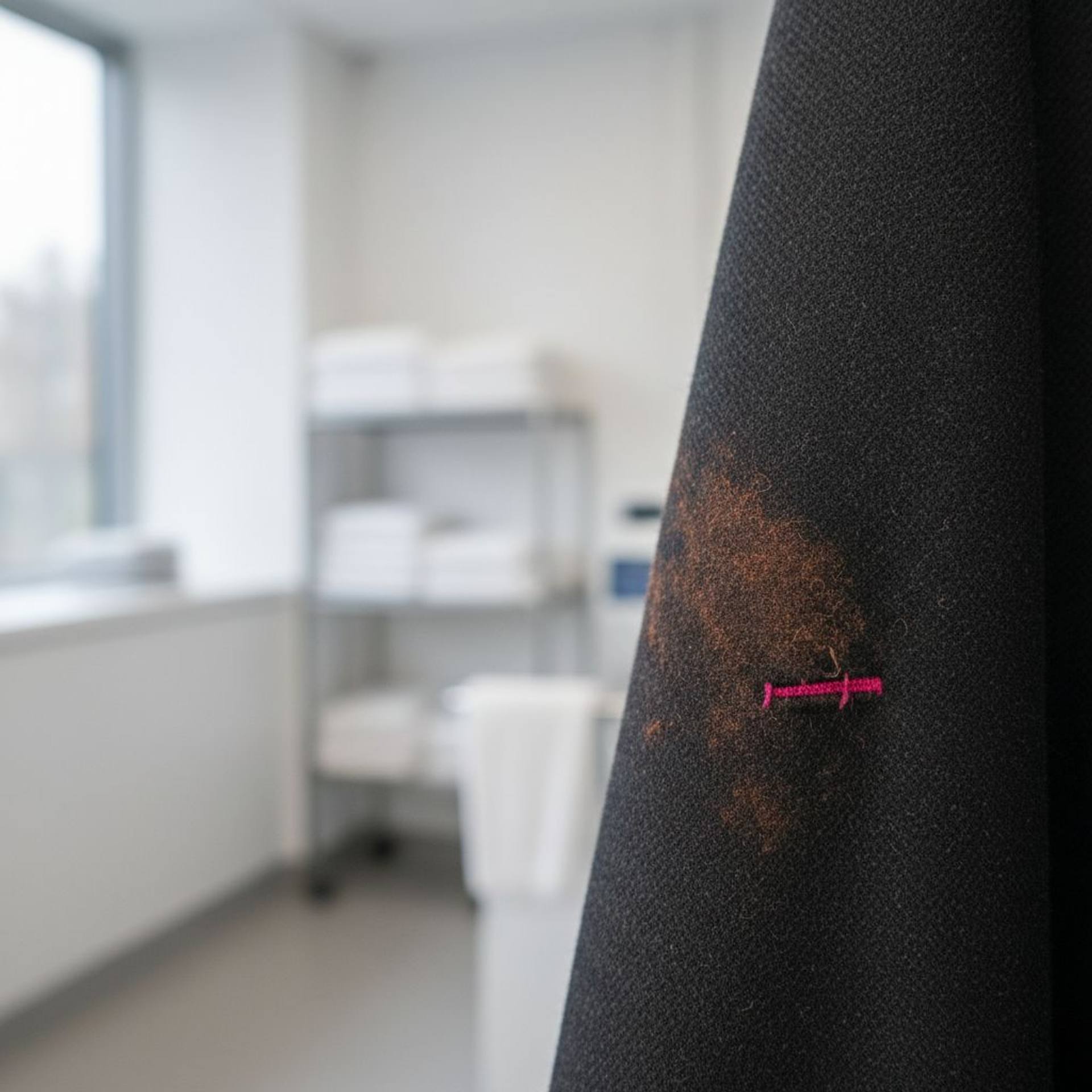 Stain on the front of a dark wool blazer